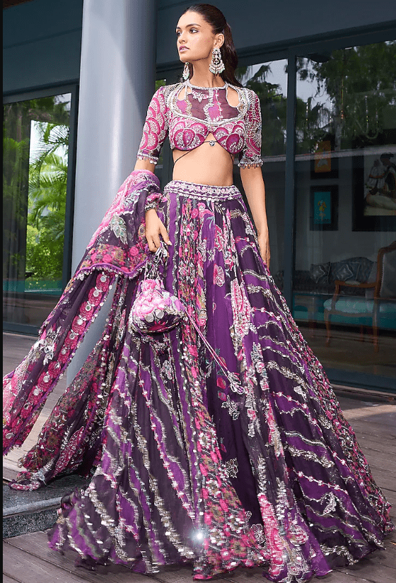Grapevine Organza Embroidered Lehenga Set - Image 3