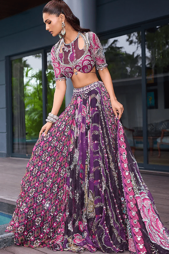Grapevine Organza Embroidered Lehenga Set - Image 4