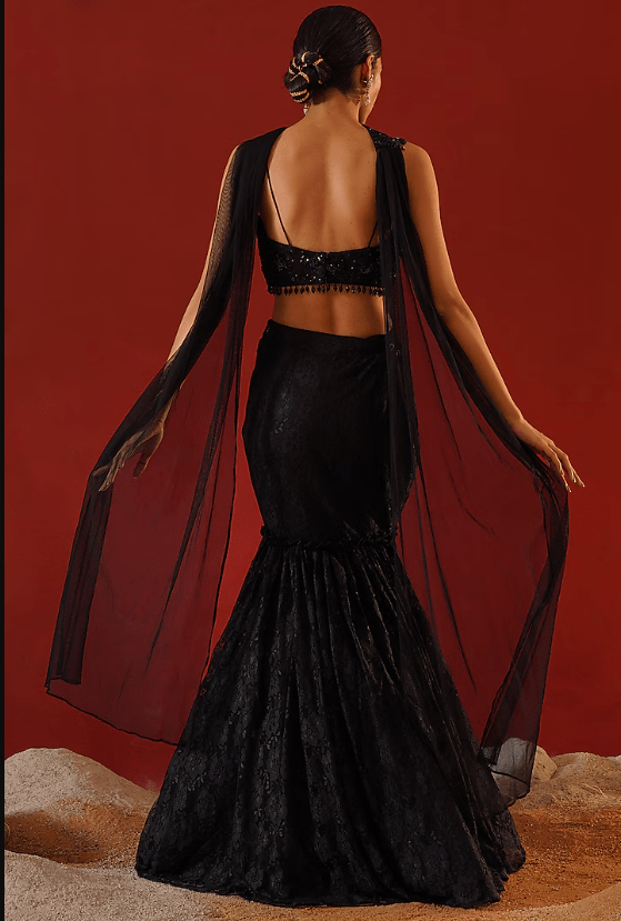Black Lace Lehenga Set - Image 2