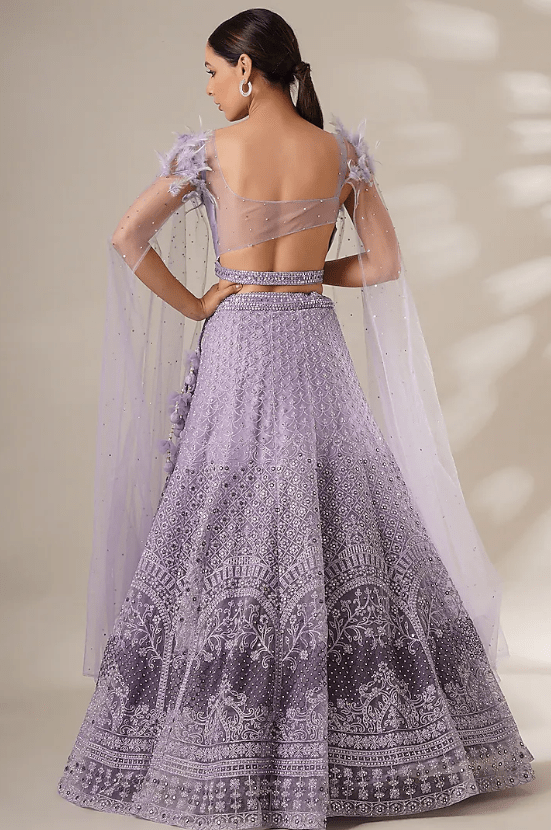 Lavender Net Embroidered Lehenga Set - Image 2