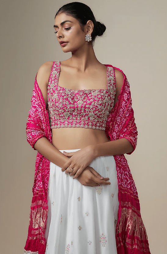 Ivory Jamawar & Silk Lehenga Set - Image 4