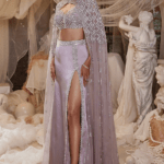 Dusty Pink Zari Work Cape Set