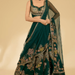 Emerald Green Raw Silk Lehenga Set