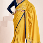 Mustard Yellow Shimmer Georgette Silk Sequins Work Saree Set
