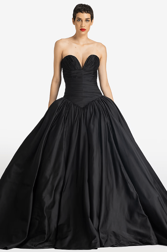 Black Duchess Satin Strapless Gown