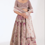 Purple Raw Silk Hand Embroidered Lehenga Set
