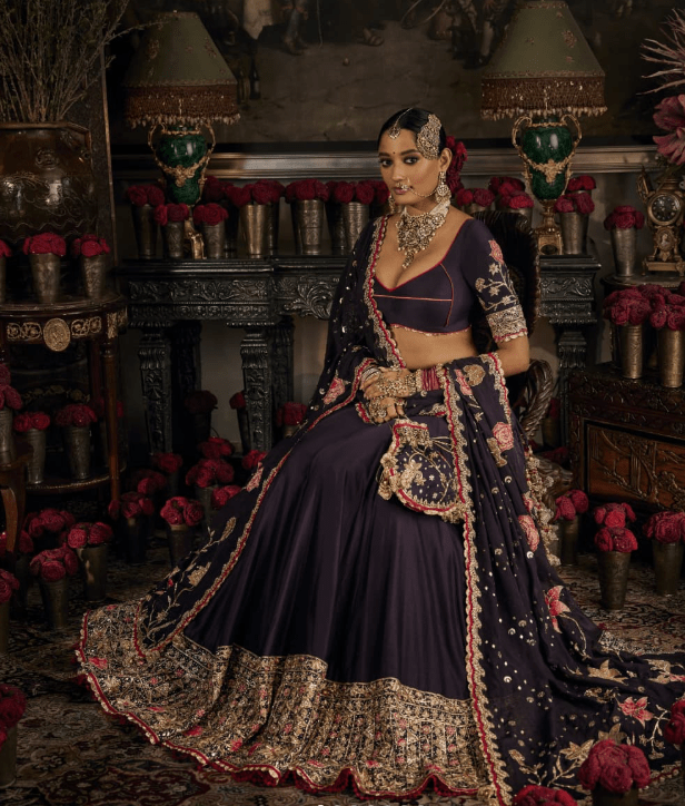 Deep purple silk lehenga - Image 6