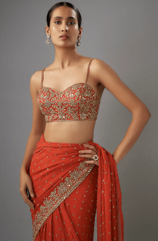 Red Georgette Saree Set - Image 2