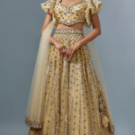 Yellow Organza Hand & Machine Embroidered Lehenga Set