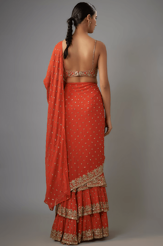 Red Georgette Saree Set - Image 4