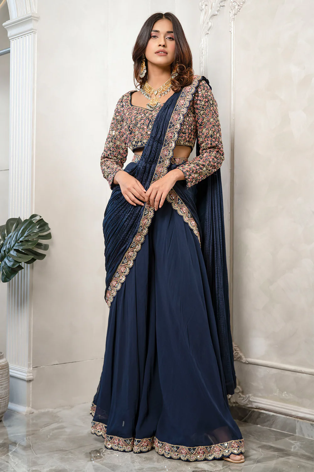 EMBROIDERED BLOUSE DRAPE SAREE