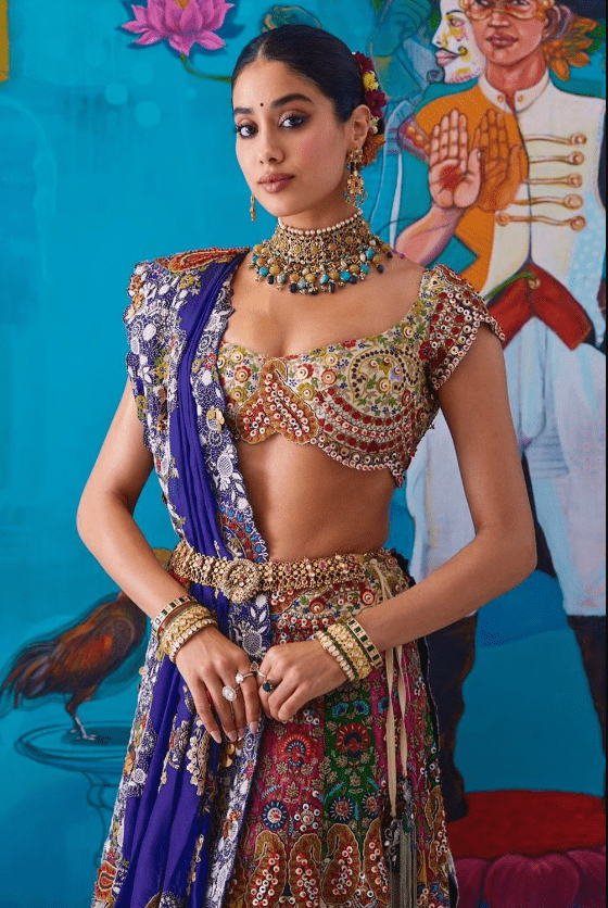 Multicolor Silk Embellished Lehenga - Image 2