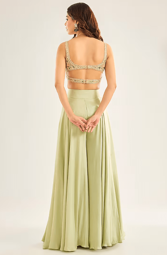 Sage Green Silk Sharara Set - Image 2