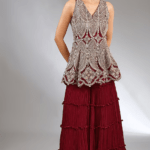 Red Chiffon Layered Sharara Set