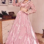 Cherry Blossom Pink Glass Organza Lining Shantoon Embroidery Blossom Era Jacket Lehenga Set