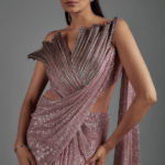 Misty Rose Sequins Sculpted Gown
