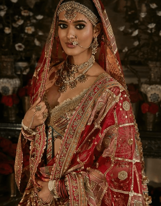 Deep red tulle lehenga - Image 2