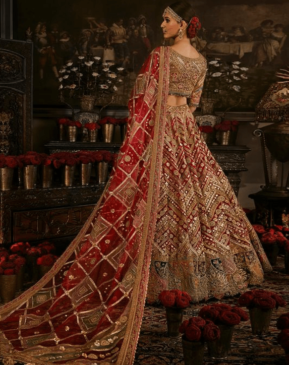 Deep red tulle lehenga - Image 3