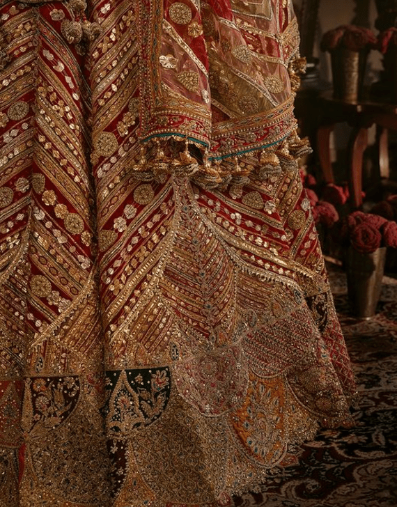 Deep red tulle lehenga - Image 6