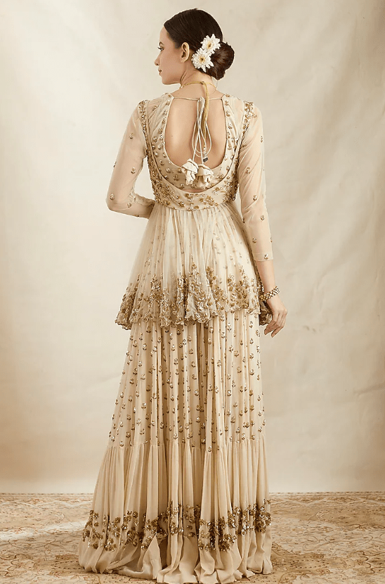 Off-White Crepe Sharara Set - Image 2