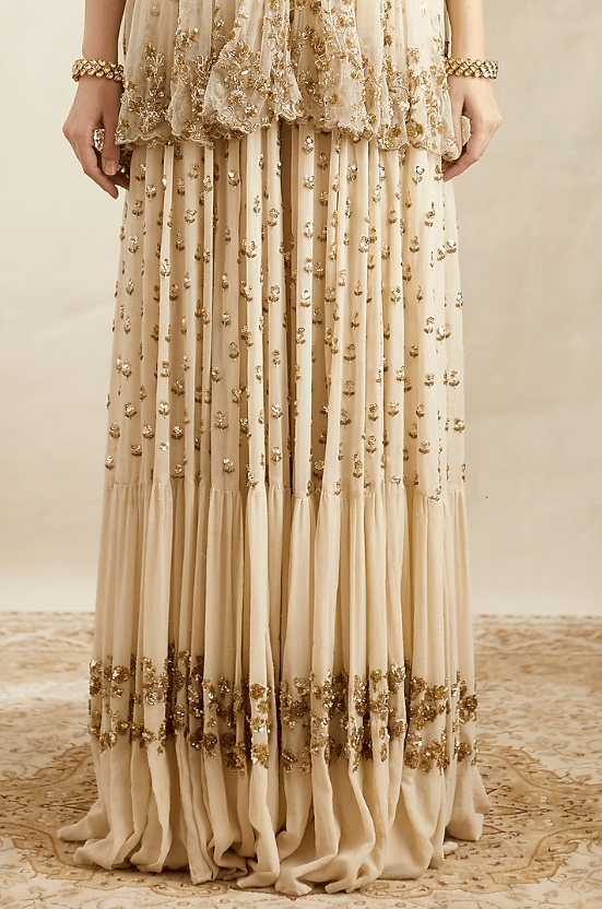 Off-White Crepe Sharara Set - Image 3