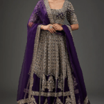 Purple Raw Silk Embroidered Lehenga Set
