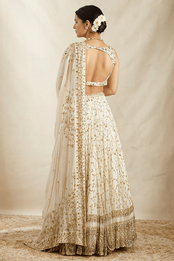 Off-White Net Boota embroidred Lehenga Set - Image 2