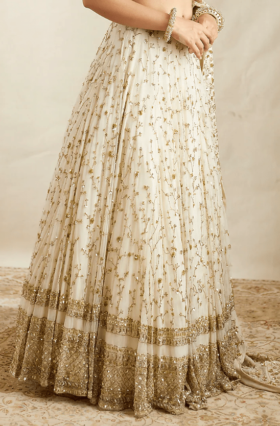 Off-White Net Boota embroidred Lehenga Set - Image 3