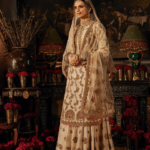 An ivory silk kurti-sharara