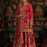 A dark earthy pink kurti-sharara