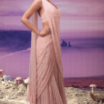 Powder Pink Net & Organza Embroidered Saree Set
