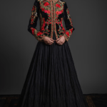 Black Velvet Printed & Embroidered Short Jacket