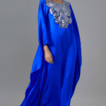 Navy Blue Pure Satin Silk Mirror Embroidered Kurta