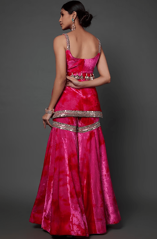 Fuchsia Velvet Gharara Set - Image 2