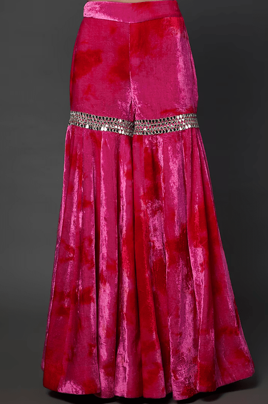 Fuchsia Velvet Gharara Set - Image 3