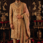 Beige gold color sherwani