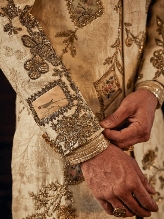 Ivory and gold color sherwani - Image 7