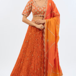 Orange Pure Silk Lehenga Set
