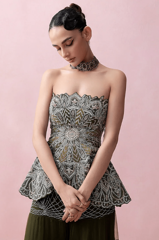 Forest Green Tulle Sharara Set - Image 3