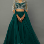 Emerald Green Organza Lehenga Set