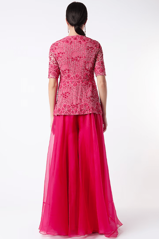 Fuchsia Organza Sharara Set - Image 2