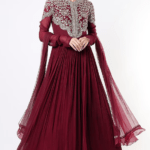 Maroon Embroidered Anarkali Set