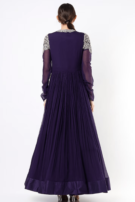 Violet Embroidered Anarkali Set - Image 2