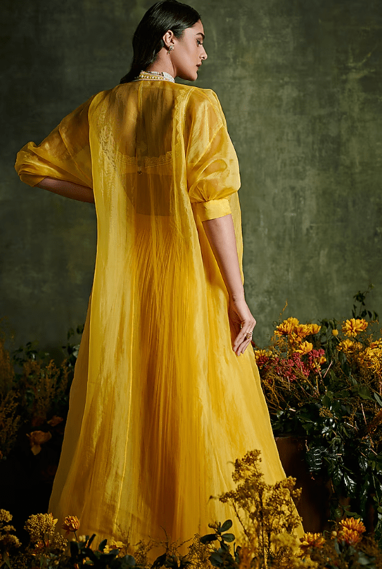 Primrose Yellow Chiffon Ruched Skirt Set - Image 2