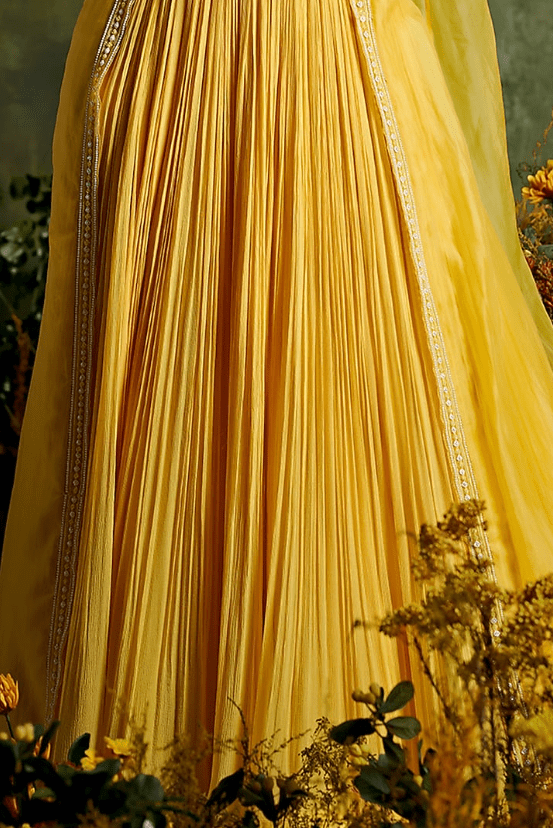Primrose Yellow Chiffon Ruched Skirt Set - Image 4