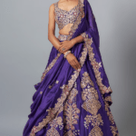 Purple Silk Embroidered Lehenga Set