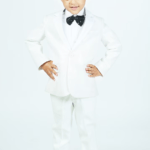 White Suiting Sequins Tuxedo Set For Boys