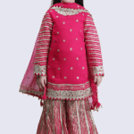 Rani Pink Georgette Gota Embroidered Sharara Set For Girls
