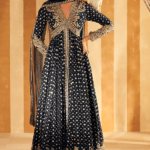 Navy Silk Embroidered Anarkali Set