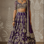 Purple Raw Silk Embroidered Lehenga Set